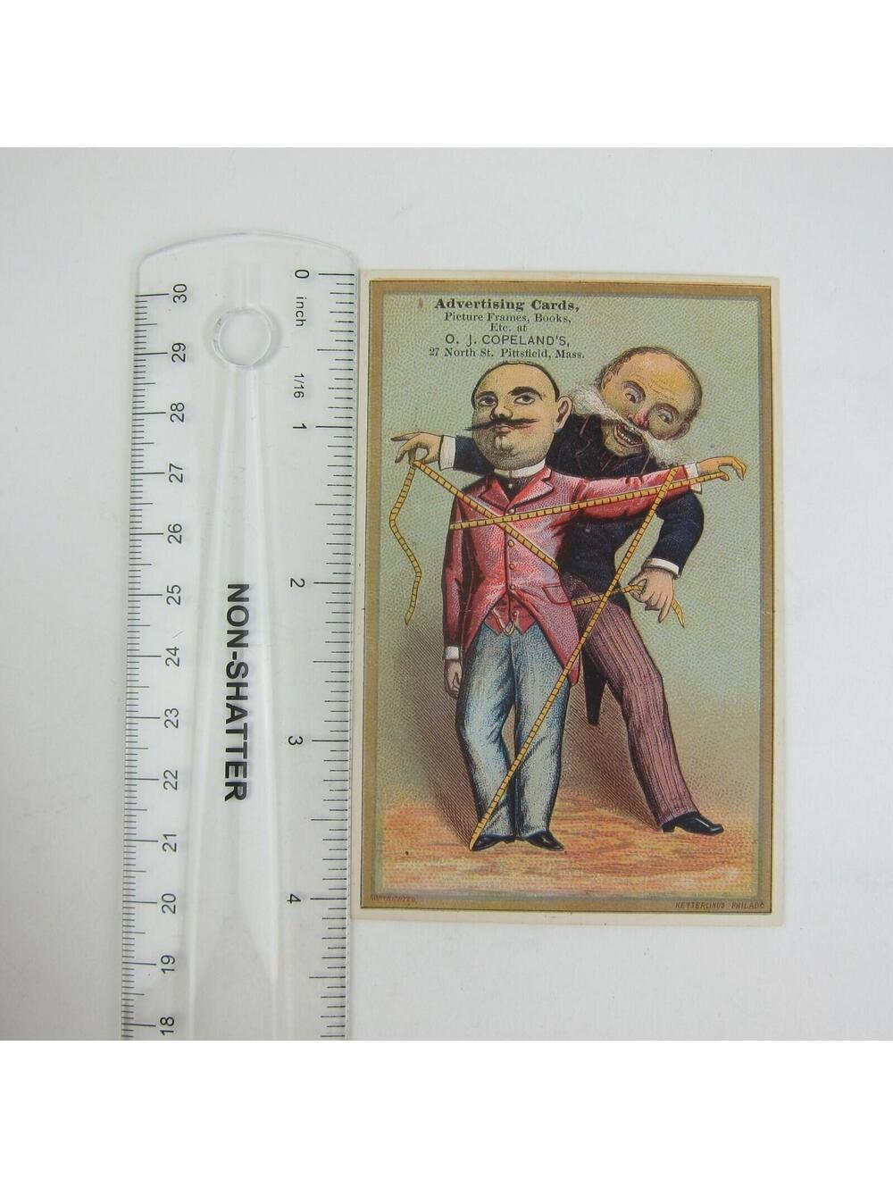 Victorian Trade Card Clothing Tailor & Man Tape Measure Comic OJ Copelands MA - Picture 11 of 12